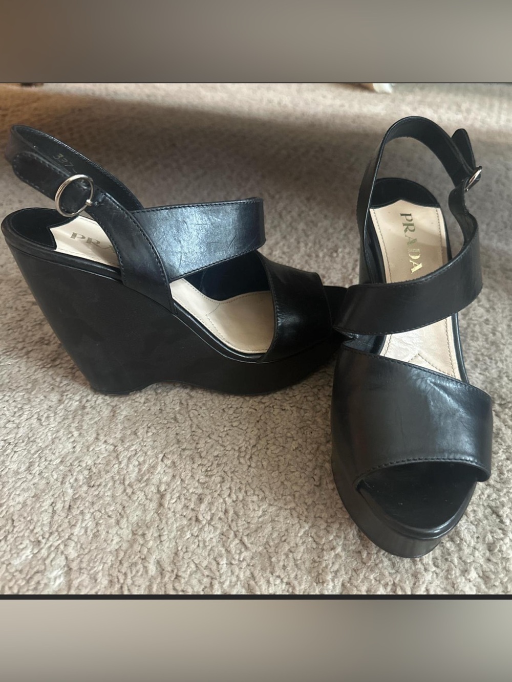 Prada Black Leather Slingback Heels 37.5 - Picture 3 of 4